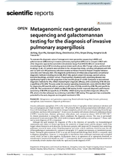 Metagenomic next-generation sequencing and galactomannan testing for the diagnosis of invasive pulmonary aspergillosis
