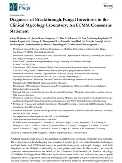 2020 European Union of Medical Mycology Consensus Statement