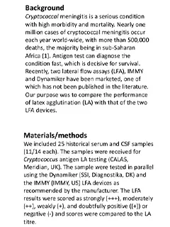 Evaluation of the New Dynamiker Cryptococcal Antigen Lateral Flow Assay (LFA) in Comparison with IMMY LFA and Meridian Latex Agglutination Test